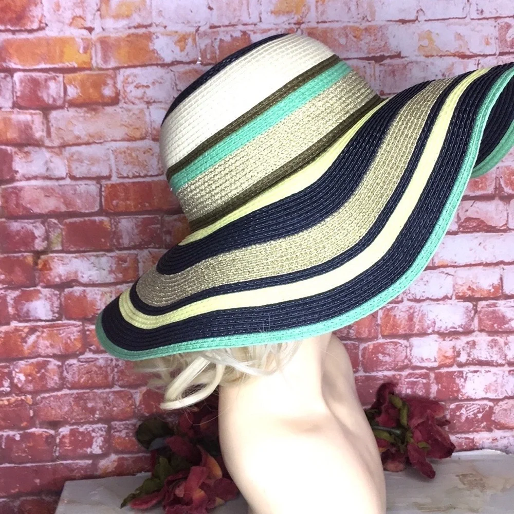 The Webster Miami Colorful Stiped Wide Brim Sun Hat
